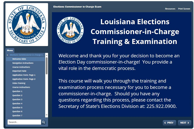 Comissioner-in-Charge Training